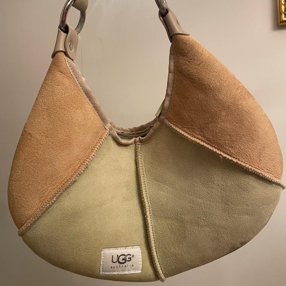 UGG Suede Hobo Bag in Tan and Cream